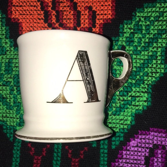 Anthropologie monogrammed gold trim mug - Picture 2 of 16